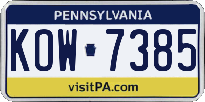 PA license plate KOW7385