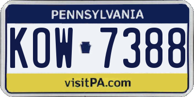 PA license plate KOW7388