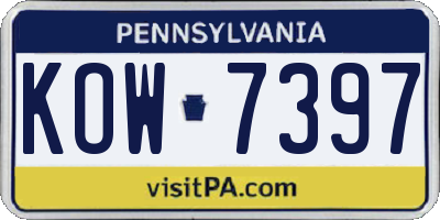 PA license plate KOW7397