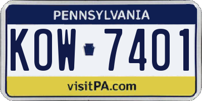 PA license plate KOW7401