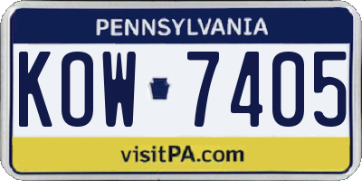 PA license plate KOW7405