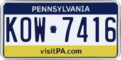 PA license plate KOW7416