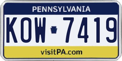 PA license plate KOW7419
