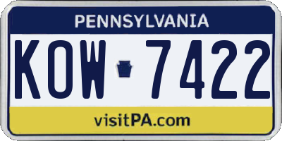PA license plate KOW7422