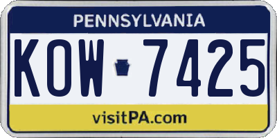 PA license plate KOW7425