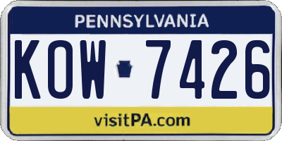 PA license plate KOW7426