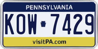 PA license plate KOW7429