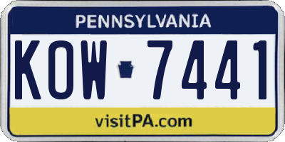 PA license plate KOW7441