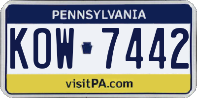 PA license plate KOW7442