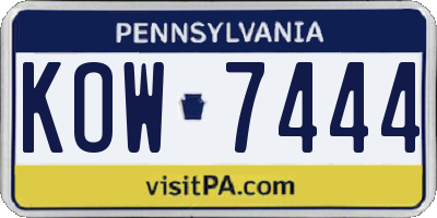 PA license plate KOW7444