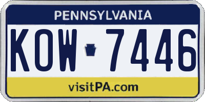 PA license plate KOW7446