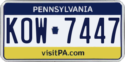 PA license plate KOW7447