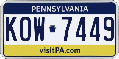 PA license plate KOW7449