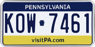 PA license plate KOW7461