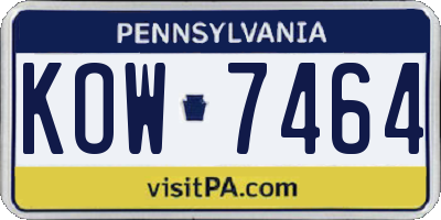 PA license plate KOW7464