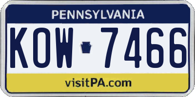 PA license plate KOW7466
