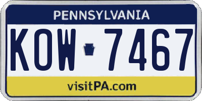 PA license plate KOW7467