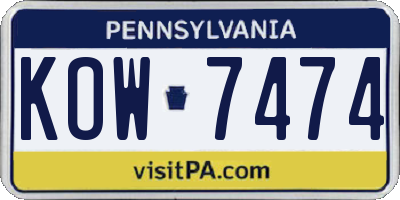 PA license plate KOW7474