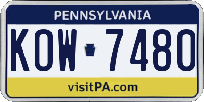 PA license plate KOW7480