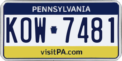 PA license plate KOW7481