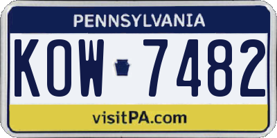 PA license plate KOW7482