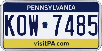 PA license plate KOW7485