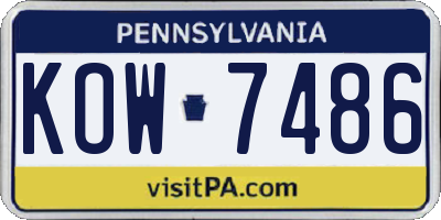 PA license plate KOW7486