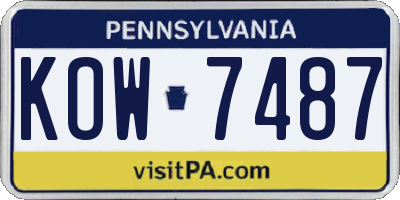 PA license plate KOW7487