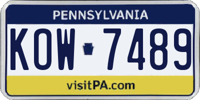 PA license plate KOW7489