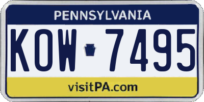 PA license plate KOW7495