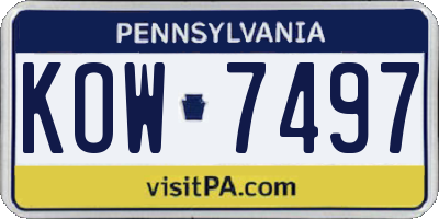 PA license plate KOW7497