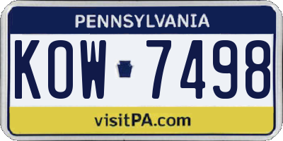 PA license plate KOW7498