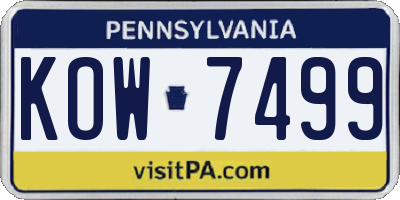 PA license plate KOW7499