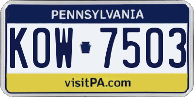 PA license plate KOW7503