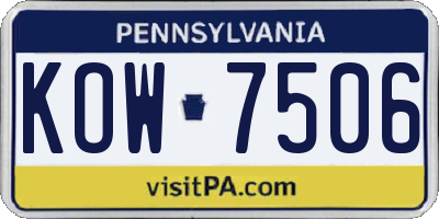 PA license plate KOW7506