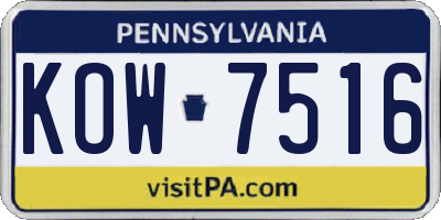 PA license plate KOW7516