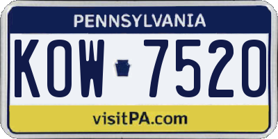 PA license plate KOW7520