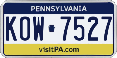 PA license plate KOW7527