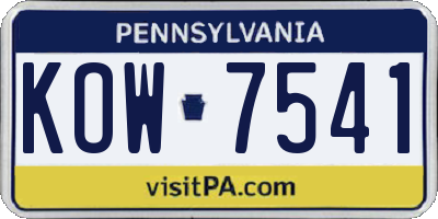 PA license plate KOW7541