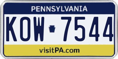 PA license plate KOW7544