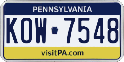 PA license plate KOW7548