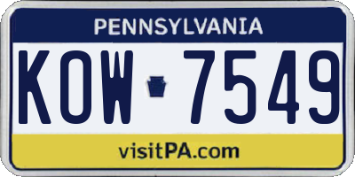 PA license plate KOW7549