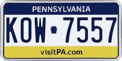 PA license plate KOW7557