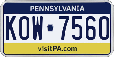 PA license plate KOW7560