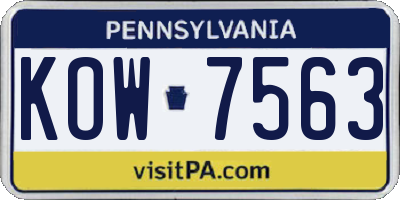 PA license plate KOW7563