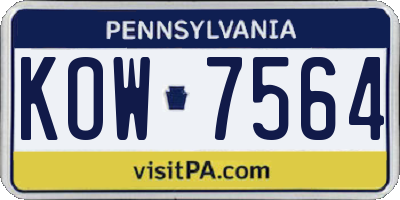 PA license plate KOW7564