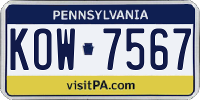 PA license plate KOW7567