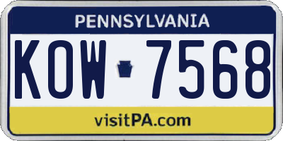 PA license plate KOW7568