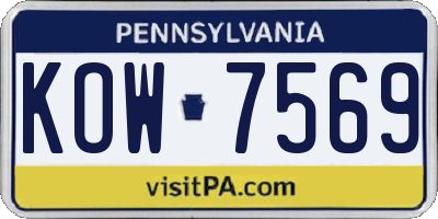 PA license plate KOW7569