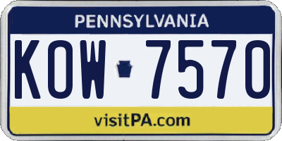 PA license plate KOW7570